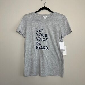 NWT 1901 Let Your Voice Be Heard Graphic Gray T Shirt Women's Sz M